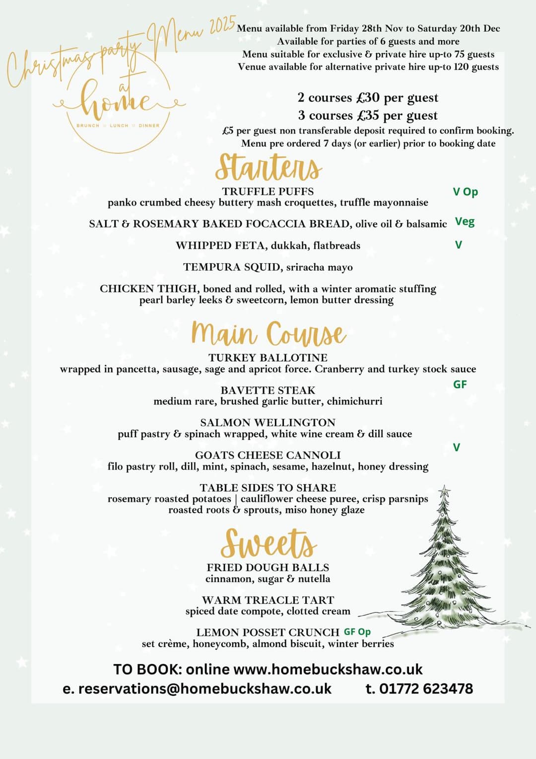 Christmas Party Menu 2025